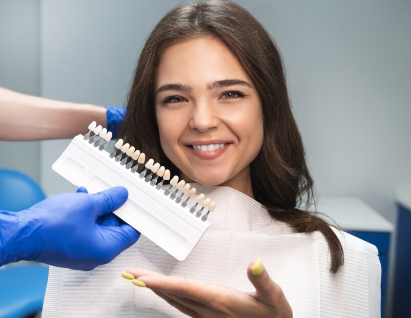 Woman smiling during dental visit